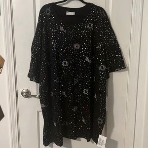 ASOS Curve Black tshirt dress silver cosmic pattern